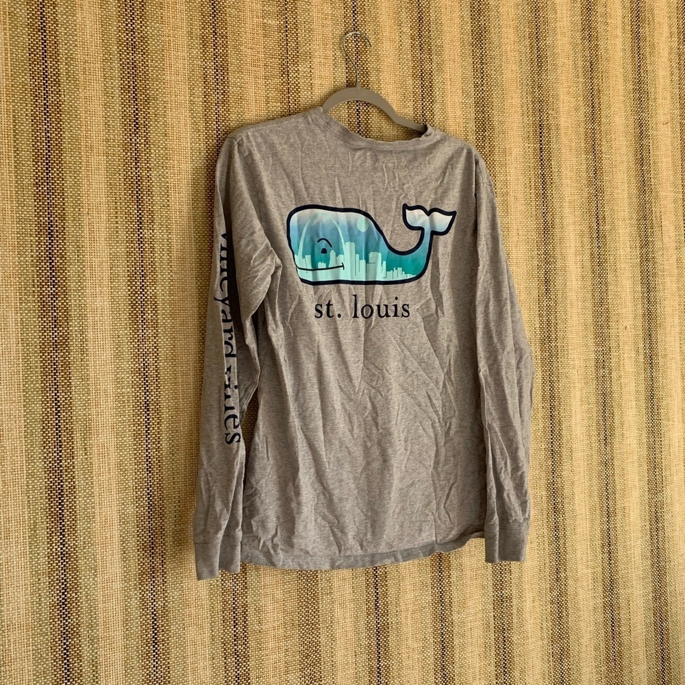 Vineyard Vines Shirt Top Size Small Whale St Louis Cotton Gray Long Sleeve Shirt - Picture 4 of 4